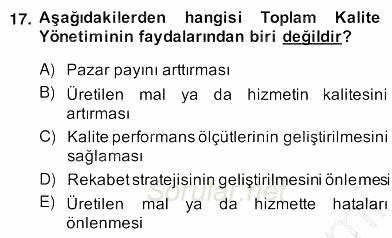 Yönetim ve Organizasyon 2 2013 - 2014 Ara Sınavı 17.Soru