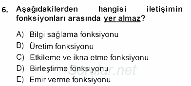 Yönetim ve Organizasyon 2 2013 - 2014 Ara Sınavı 6.Soru