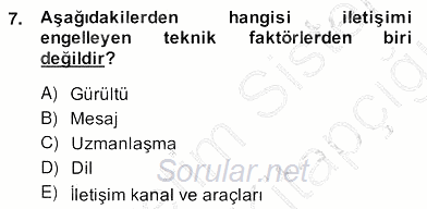 Yönetim ve Organizasyon 2 2013 - 2014 Ara Sınavı 7.Soru