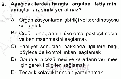 Yönetim ve Organizasyon 2 2013 - 2014 Ara Sınavı 8.Soru