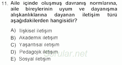 Din Eğitimi Ve Din Hizmetlerinde Rehberlik 2012 - 2013 Tek Ders Sınavı 11.Soru