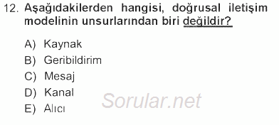 Din Eğitimi Ve Din Hizmetlerinde Rehberlik 2012 - 2013 Tek Ders Sınavı 12.Soru