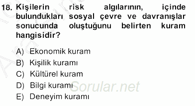 Sporda Risk Yönetimi 2013 - 2014 Ara Sınavı 18.Soru