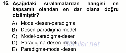 Sosyal Bilimlerde Araştırma Yöntemleri 2012 - 2013 Ara Sınavı 16.Soru