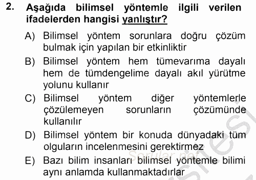 Sosyal Bilimlerde Araştırma Yöntemleri 2012 - 2013 Ara Sınavı 2.Soru