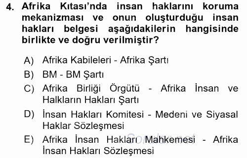 Temel İnsan Hakları Bilgisi 2 2016 - 2017 Dönem Sonu Sınavı 4.Soru