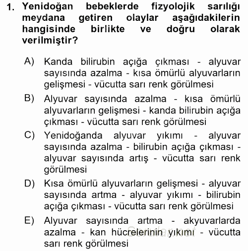 Çocuk Gelişimde Normal Ve Atipik Gelişim 2017 - 2018 Dönem Sonu Sınavı 1.Soru