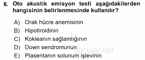 Çocuk Gelişimde Normal Ve Atipik Gelişim 2017 - 2018 Dönem Sonu Sınavı 6.Soru