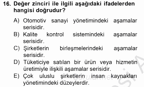 Uluslararası Sosyal Politika 2012 - 2013 Dönem Sonu Sınavı 16.Soru