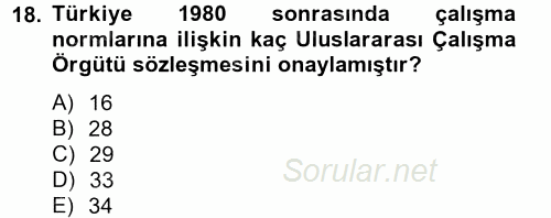 Uluslararası Sosyal Politika 2012 - 2013 Dönem Sonu Sınavı 18.Soru
