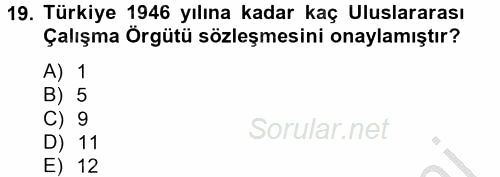 Uluslararası Sosyal Politika 2012 - 2013 Dönem Sonu Sınavı 19.Soru