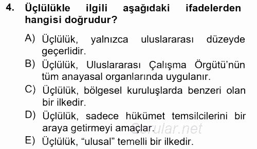 Uluslararası Sosyal Politika 2012 - 2013 Dönem Sonu Sınavı 4.Soru