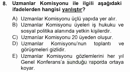 Uluslararası Sosyal Politika 2012 - 2013 Dönem Sonu Sınavı 8.Soru