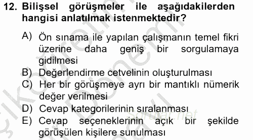 Uluslararası İlişkilerde Araştırma Yöntemleri 2012 - 2013 Dönem Sonu Sınavı 12.Soru