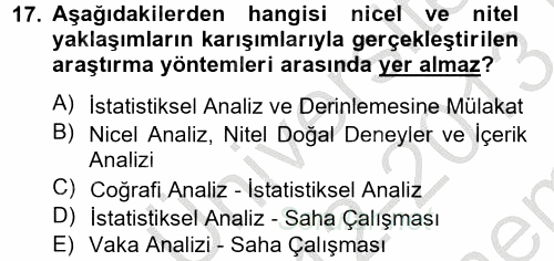 Uluslararası İlişkilerde Araştırma Yöntemleri 2012 - 2013 Dönem Sonu Sınavı 17.Soru