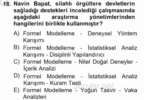 Uluslararası İlişkilerde Araştırma Yöntemleri 2012 - 2013 Dönem Sonu Sınavı 18.Soru