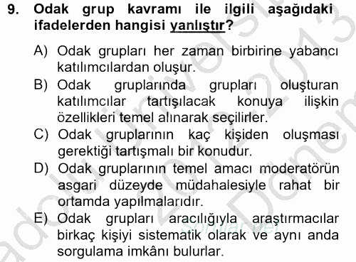 Uluslararası İlişkilerde Araştırma Yöntemleri 2012 - 2013 Dönem Sonu Sınavı 9.Soru