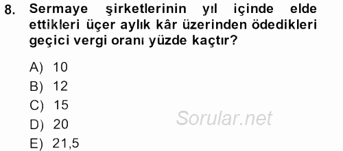 Proje Analizi ve Değerlendirme 2014 - 2015 Dönem Sonu Sınavı 8.Soru