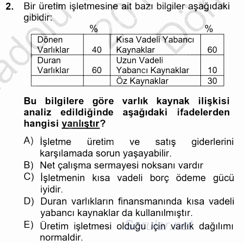 Mali Analiz 2012 - 2013 Dönem Sonu Sınavı 2.Soru