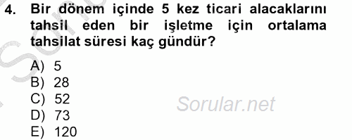 Mali Analiz 2012 - 2013 Dönem Sonu Sınavı 4.Soru