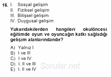 Okulöncesinde Öğretim Teknolojileri Ve Materyal Tasarımı 2013 - 2014 Dönem Sonu Sınavı 16.Soru