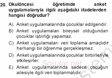 Okulöncesinde Öğretim Teknolojileri Ve Materyal Tasarımı 2013 - 2014 Dönem Sonu Sınavı 20.Soru