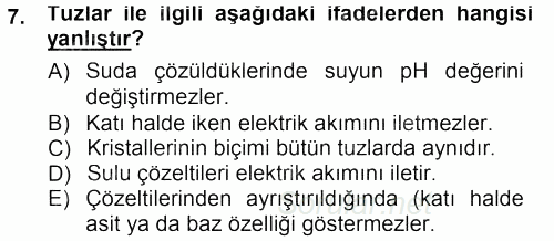 Hücre Kimyası 2012 - 2013 Dönem Sonu Sınavı 7.Soru