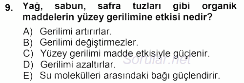 Hücre Kimyası 2012 - 2013 Dönem Sonu Sınavı 9.Soru