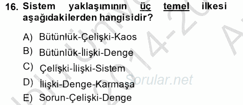 Görüşme Teknikleri 2014 - 2015 Ara Sınavı 16.Soru