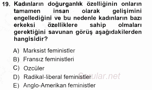 Yeni Toplumsal Hareketler 2012 - 2013 Ara Sınavı 19.Soru