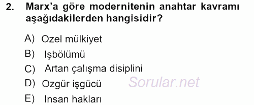 Yeni Toplumsal Hareketler 2012 - 2013 Ara Sınavı 2.Soru