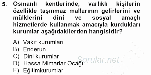 Kent Sosyolojisi 2013 - 2014 Ara Sınavı 5.Soru