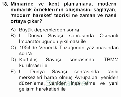 Mimarlik Tarihi 2014 - 2015 Dönem Sonu Sınavı 18.Soru