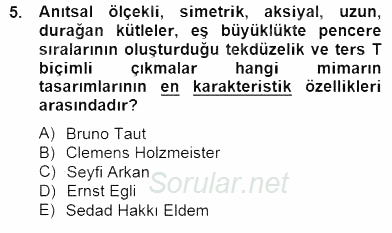 Mimarlik Tarihi 2014 - 2015 Dönem Sonu Sınavı 5.Soru