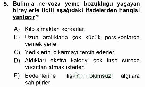 Çocuk ve Ergen Bakımı 2015 - 2016 Dönem Sonu Sınavı 5.Soru