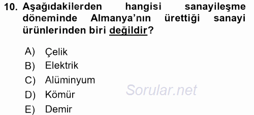 İktisat Tarihi 2017 - 2018 3 Ders Sınavı 10.Soru