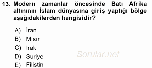 İktisat Tarihi 2017 - 2018 3 Ders Sınavı 13.Soru