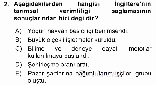 İktisat Tarihi 2017 - 2018 3 Ders Sınavı 2.Soru