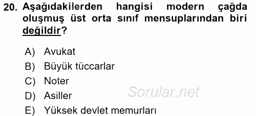 İktisat Tarihi 2017 - 2018 3 Ders Sınavı 20.Soru