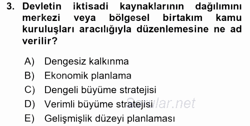 İktisat Tarihi 2017 - 2018 3 Ders Sınavı 3.Soru