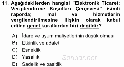 Elektronik Ticaret 2017 - 2018 Dönem Sonu Sınavı 11.Soru