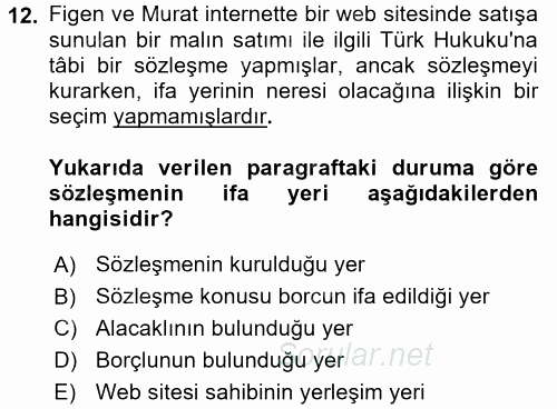 Elektronik Ticaret 2017 - 2018 Dönem Sonu Sınavı 12.Soru