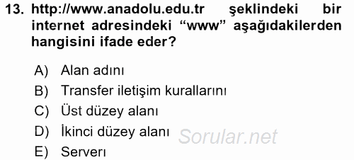 Elektronik Ticaret 2017 - 2018 Dönem Sonu Sınavı 13.Soru