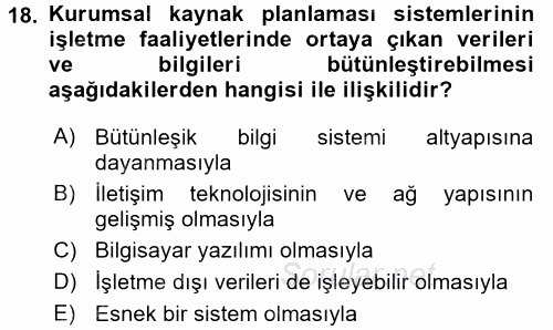 Elektronik Ticaret 2017 - 2018 Dönem Sonu Sınavı 18.Soru