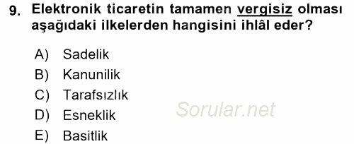 Elektronik Ticaret 2017 - 2018 Dönem Sonu Sınavı 9.Soru