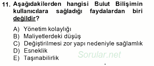 Temel Bilgi Teknolojileri 2 2013 - 2014 Dönem Sonu Sınavı 11.Soru