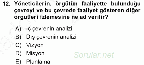 Halkla İlişkiler Yönetimi 2015 - 2016 Ara Sınavı 12.Soru