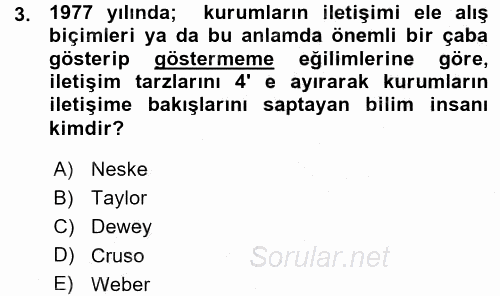 Halkla İlişkiler Yönetimi 2015 - 2016 Ara Sınavı 3.Soru