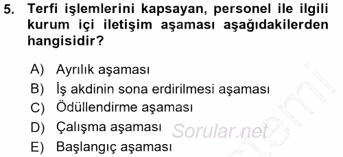 Halkla İlişkiler Yönetimi 2015 - 2016 Ara Sınavı 5.Soru