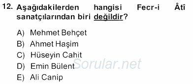 II. Meşrutiyet Dönemi Türk Edebiyatı 2013 - 2014 Ara Sınavı 12.Soru
